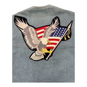 Concealed Carry Clothiers XL Denim Vest Bald Eagle USA Flag Patch Western Biker
